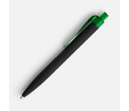 Ручка шариковая Prodir QS01 PRT-T Soft Touch, черная с зеленым