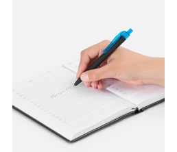 Ручка шариковая Prodir QS01 PRT-T Soft Touch, черная с голубым