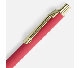 Ручка шариковая Lobby Soft Touch Gold, красная