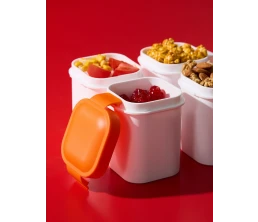 Ланчбокс для снеков Lunch Crunch, белый с оранжевым