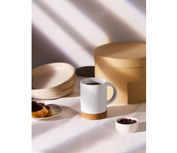 Кружка с пробковой подставкой Corky для сублимационной печати, матовая, белая