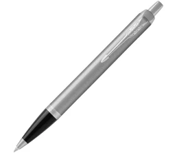 Ручка шариковая Parker IM Essential Stainless Steel CT, серебристая с черным