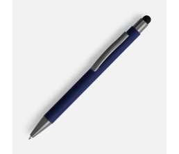 Ручка шариковая Atento Soft Touch со стилусом, темно-синяя