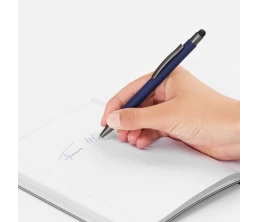 Ручка шариковая Atento Soft Touch со стилусом, темно-синяя