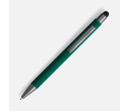 Ручка шариковая Atento Soft Touch со стилусом, зеленая