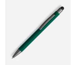 Ручка шариковая Atento Soft Touch со стилусом, зеленая