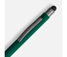 Ручка шариковая Atento Soft Touch со стилусом, зеленая