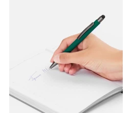 Ручка шариковая Atento Soft Touch со стилусом, зеленая