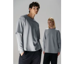 Футболка оверсайз с двойным рукавом Kosmos, светло-серая