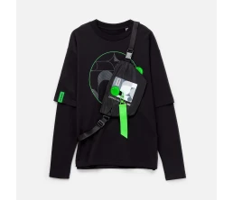 Футболка оверсайз с двойным рукавом Kosmos, черная