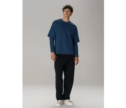 Футболка оверсайз с двойным рукавом Kosmos, темно-синяя