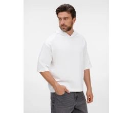 Футболка оверсайз унисекс с капюшоном Neofit, молочно-белая