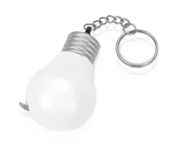 Брелок-рулетка для ключей "Лампочка", белый/серебристый