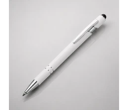 Ручка металлическая soft-touch шариковая со стилусом «Sway», белый/серебристый