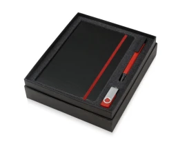 Подарочный набор Q-edge с флешкой, ручкой-подставкой и блокнотом А5, красный