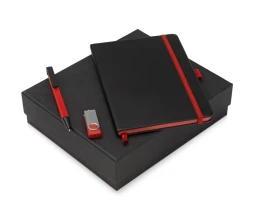 Подарочный набор Q-edge с флешкой, ручкой-подставкой и блокнотом А5, красный