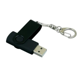 USB 2.0- флешка промо на 32 Гб с поворотным механизмом и однотонным металлическим клипом