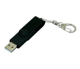 USB 2.0- флешка промо на 32 Гб с поворотным механизмом и однотонным металлическим клипом