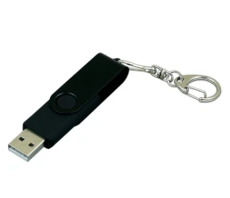 USB 2.0- флешка промо на 64 Гб с поворотным механизмом и однотонным металлическим клипом