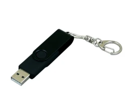 USB 2.0- флешка промо на 4 Гб с поворотным механизмом и однотонным металлическим клипом