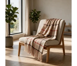 Плед акриловый в клетку Tartan, бежевый
