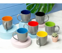 Кружка керамическая «Gracy» 450мл, серый/зеленое яблоко