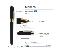 Ручка пластиковая шариковая «Monaco», 0,5мм, синие чернила, черный