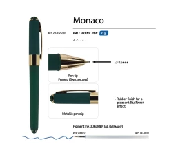 Ручка пластиковая шариковая «Monaco», 0,5мм, синие чернила, зеленый