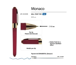 Ручка пластиковая шариковая «Monaco», 0,5мм, синие чернила, бордовый