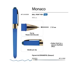 Ручка пластиковая шариковая «Monaco», 0,5мм, синие чернила, ярко-синий