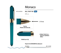 Ручка пластиковая шариковая «Monaco», 0,5мм, синие чернила, морская волна