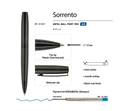 Ручка металлическая шариковая «Sorento», 1,0мм, синие чернила, черный