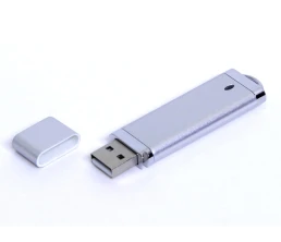 USB-флешка промо на 32 Гб прямоугольной классической формы, серебро