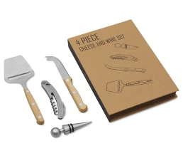 Подарочный набор для вина и сыра Reze из 4 предметов, натуральный