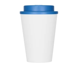 Пластиковый стакан Take away с двойными стенками и крышкой с силиконовым клапаном, 350 мл, белый/голубой
