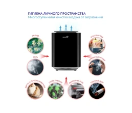 Инновационный очиститель+обеззараживатель + озонатор воздуха RMA-107-02, черный