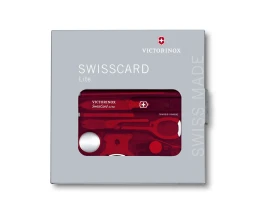 Швейцарская карточка VICTORINOX SwissCard Lite, 13 функций, полупрозрачная красная