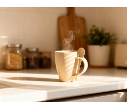 Пшеничная кружка Nina с ложкой, 300ml, бежевый