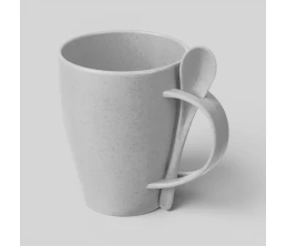 Пшеничная кружка Nina с ложкой, 300ml, серый Cool grey 7C