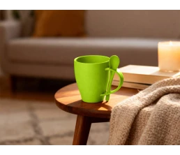 Пшеничная кружка Nina с ложкой, 300ml зеленое яблоко 375C