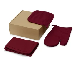 Подарочный набор с фартуком, прихваткой, бордовый