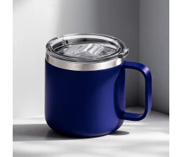 Кружка стальная Alaska с крышкой слайдером, powder coating, синий