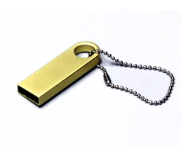 USB 2.0-флешка на 512 Мбайт с мини чипом и круглым отверстием, золотистый