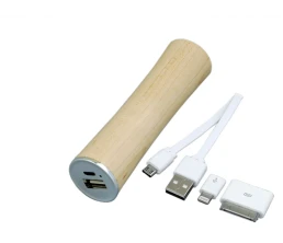 PB_wood2 Универсальное зарядное устройство power bank круглой формы. 2600MAH. Белый