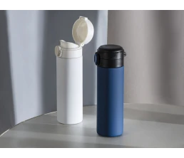 Вакуумная термокружка Waterline c кнопкой «Guard», 400 мл, белый