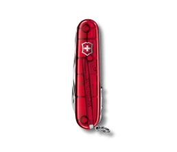 Нож перочинный VICTORINOX Huntsman, 91 мм, 15 функций, полупрозрачный красный