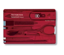 Швейцарская карточка VICTORINOX SwissCard Classic, 10 функций, полупрозрачная красная