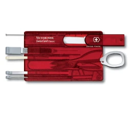 Швейцарская карточка VICTORINOX SwissCard Classic, 10 функций, полупрозрачная красная