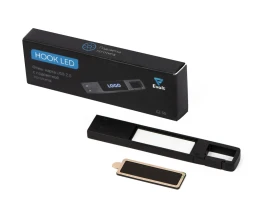 USB 2.0- флешка на 32 Гб c подсветкой логотипа «Hook LED», темно-серый, синяя подсветка