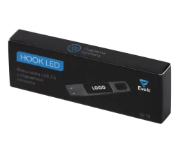 USB 2.0- флешка на 32 Гб c подсветкой логотипа «Hook LED», темно-серый, белая подсветка